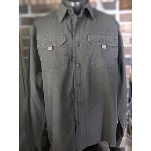 100% Cotton Relaxed Fit Long Sleeve Large Charcoal Button Up Shirt Sustainable